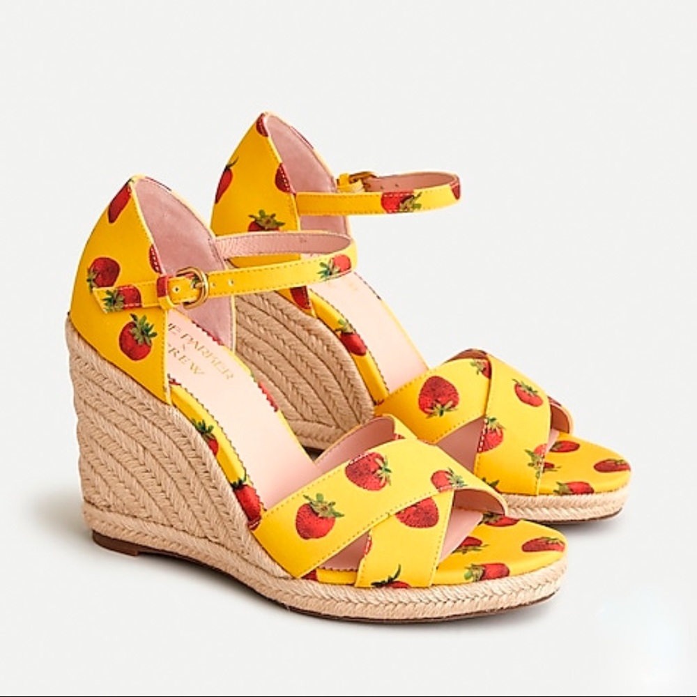 NWT Edie Parker x J. Crew strawberry wedge sandals